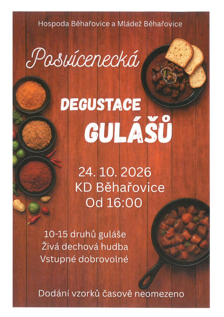 plakát  degustace gulášů 2026&nbsp;Běhařovice
